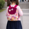 Sac à dos maternelle fille fuchsia à fleurs avec sac goûter assorti – Sangles réglables
